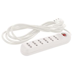 Alargador Múltiple Blanco 6 Tomas 3Mts Con Interruptor 2P+T 10A Lexo